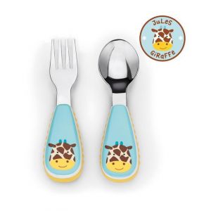 美国 SKIP Hop 可爱动物园餐具叉和勺-长颈鹿