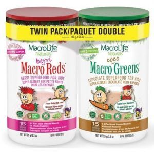 MacroLife Naturals Jr. Twin Pack for Kids Macro Coco Greens & Berri Reds 2 x 95g