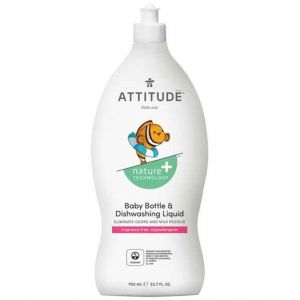 Attitude Nature+ Little Ones Baby Bottle & Dishwashing Liquid Fragrance Free 700ml