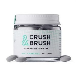 Nelson Naturals Crush and Brush Mint Charcoal Glass Jar 80 tablets