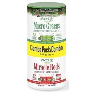 MacroLife Naturals Trial Size Combo Pack Macro Greens & Miracle Reds Superfood 2 x 56.7g