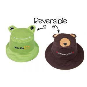 FlapJackKids Kid's Sun Hat Frog/Brown Bear Medium (2-4 Years)