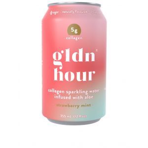 GLDN HOUR Strawberry Mint Collagen Sparkling Water 355ml (Pack of 6)