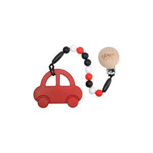 Glitter & Spice Car Teether- Candy Apple Red - With Teether Clip