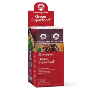 Amazing Grass  超级食品，蔬果粉末，小麦草和蔬菜，味道：莓果味-每盒15剂