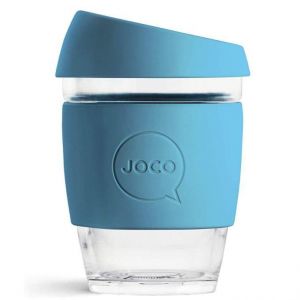 JOCO 可重复使用的玻璃咖啡杯 in Blue 12oz