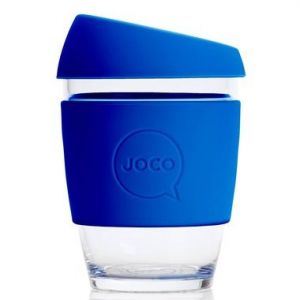 JOCO 可重复使用的玻璃咖啡杯 in Cobalt Blue 12oz