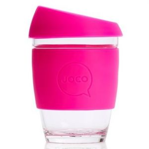 JOCO 可重复使用的玻璃咖啡杯 in Pink 12oz