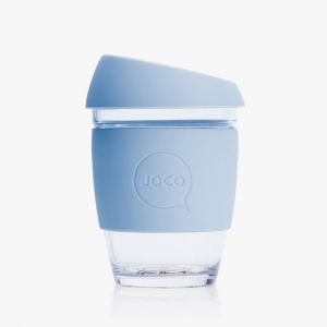 JOCO 可重复使用的玻璃咖啡杯 in Vintage Blue 12oz