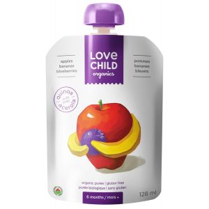 Love Child Organics Apples, Bananas & Blueberries Organic Puree 125ml Gluten Free (6 units)