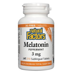 Natural Factors Melatonin 3mg Bonus 210 Sublingual Tablets