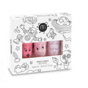 Nailmatic Cosmos Set of 3 Kids Water-Based Nail Polishes Pink 3x8 ml