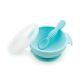 Bumkins Silicone First Feeding Set with Lid & Spoon - Blue 4m+