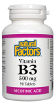 Natural Factors Vitamin B3 Niacin 500MG 90 Tablets