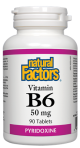 Natural Factors Vitamin B6 Pyrid HCL 50MG 90 Tablets